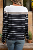 Stripes Colorblock Long Sleeves Top 