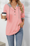 Stripes Splicing Drawstring Hoodie 