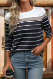 Stripes Colorblock Long Sleeves Top 