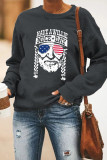 CozyMy Letter Print  America Flag Sweatshirt