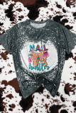 CozyMy Tie Dye Nail Hustler Bleached Print Graphic Tee