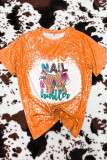 CozyMy Tie Dye Nail Hustler Bleached Print Graphic Tee