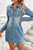 Button Up Distressed Denim Dress 