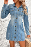 Button Up Distressed Denim Dress 