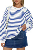 Crew Neck Oversized Stripes Sweatshirt 