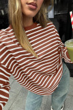 Crew Neck Oversized Stripes Sweatshirt 