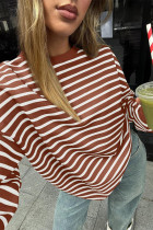 Crew Neck Oversized Stripes Sweatshirt 