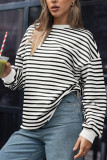 Crew Neck Oversized Stripes Sweatshirt 