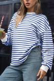 Crew Neck Oversized Stripes Sweatshirt 