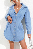 Ripped Washed Denim Dress 