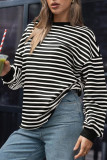 Crew Neck Oversized Stripes Sweatshirt 