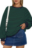 Crew Neck Oversized Stripes Sweatshirt 