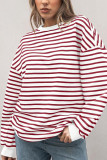 Crew Neck Oversized Stripes Sweatshirt 