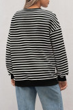 Crew Neck Oversized Stripes Sweatshirt 