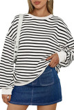 Crew Neck Oversized Stripes Sweatshirt 