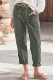 Solid Color Pockets Straight Pants 