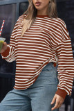 Crew Neck Oversized Stripes Sweatshirt 