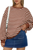 Crew Neck Oversized Stripes Sweatshirt 