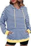 Stripes Kangaroo Pockets Hoodie Sweatshirt 