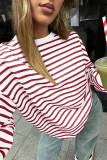 Crew Neck Oversized Stripes Sweatshirt 