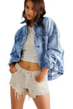 Light Blue Washed Oversize Pocketed Denim Jacket