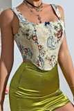 Floral Fishbone Corset Top 