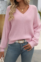 Eyelet Sleeves Knitting Sweater 