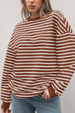 Crew Neck Oversized Stripes Sweatshirt 