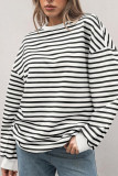 Crew Neck Oversized Stripes Sweatshirt 