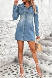 Button Up Distressed Denim Dress 