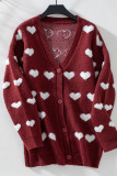 Heart Pattern Front Open Cardigan 