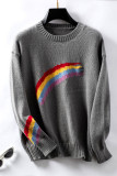 Rainbow Pattern Knitting Pullover Sweater 