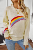 Rainbow Pattern Knitting Pullover Sweater 