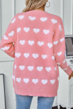 Heart Pattern Front Open Cardigan 