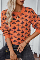 Crew Neck Jacquard Knitting Sweater