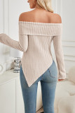 Off Shoulder Irregular Hem Knitting Top 