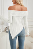 Off Shoulder Irregular Hem Knitting Top 