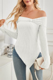 Off Shoulder Irregular Hem Knitting Top 