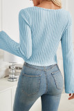 Ribbed Knitting Long Sleeves Top 