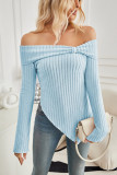 Off Shoulder Irregular Hem Knitting Top 