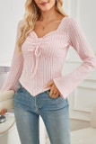 Ribbed Knitting Long Sleeves Top 