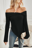 Off Shoulder Irregular Hem Knitting Top 