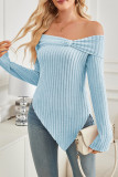 Off Shoulder Irregular Hem Knitting Top 