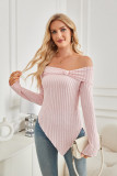 Off Shoulder Irregular Hem Knitting Top 