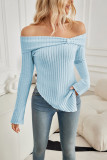 Off Shoulder Irregular Hem Knitting Top 