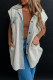 Light Grey Flap Pockets Contrast Buttons Front Jacket Vest