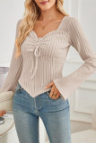 Ribbed Knitting Long Sleeves Top 