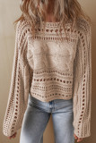 Smoke Gray Hollow-out Cable Knit Cropped Sweater