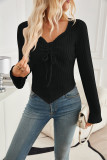 Ribbed Knitting Long Sleeves Top 