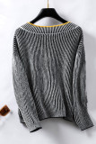 V Neck Stripes Knitting Sweater 